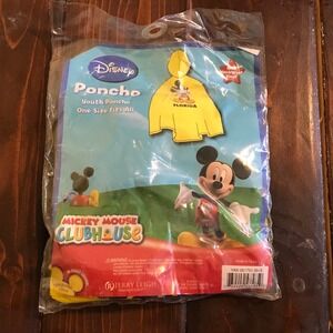 Disney Mickey Mouse Clubhouse Youth Poncho One Size Fits All Yellow Waterproof